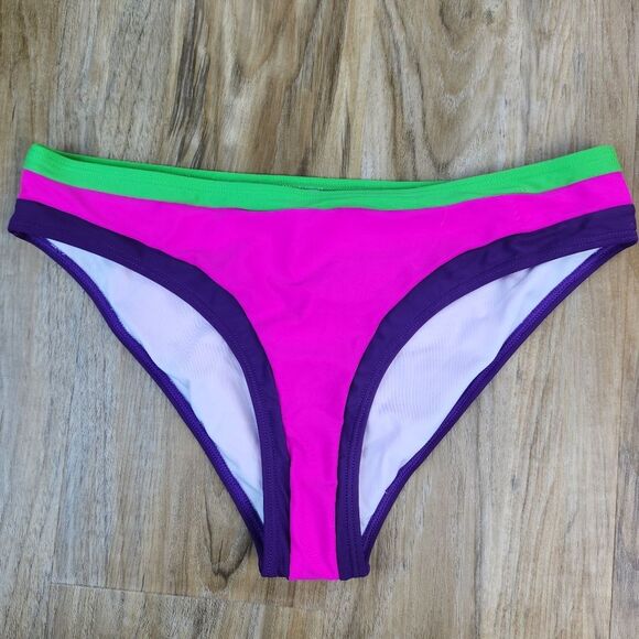 ⏭️NWOT Hot Pink, Neon Green, & Purple Colorblock Tankini Bathing Suit Medium - Picture 9 of 14